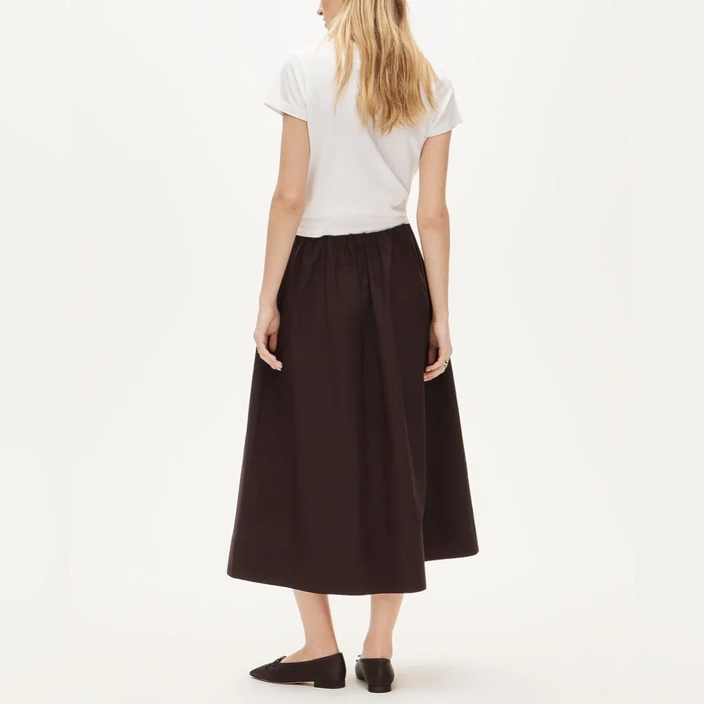 NWT J.Crew Pull-On Midi Skirt in Cotton Poplin